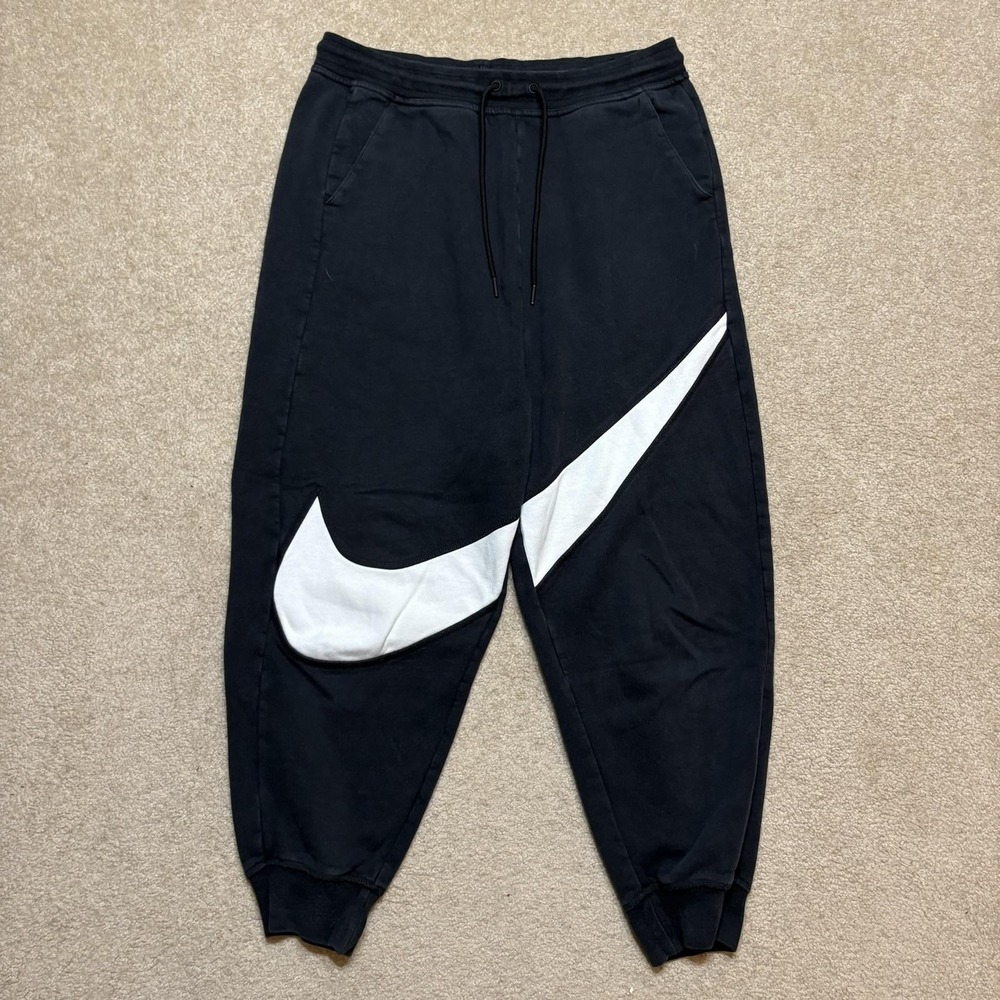 Nike Sweatpants Mens Medium Black Club Fleece Jogger Pants Pockets Big Swoosh